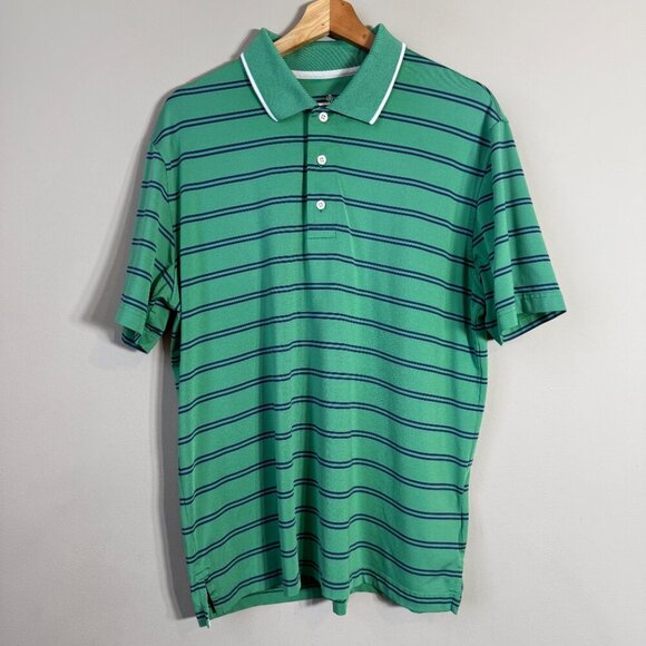 Brooks Brothers Performance Series Striped Polo Shirt Men's Large Green Golf - Picture 4 of 10